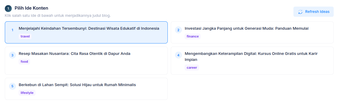 AI-Powered Blog Content Ideation Platform screenshot 1