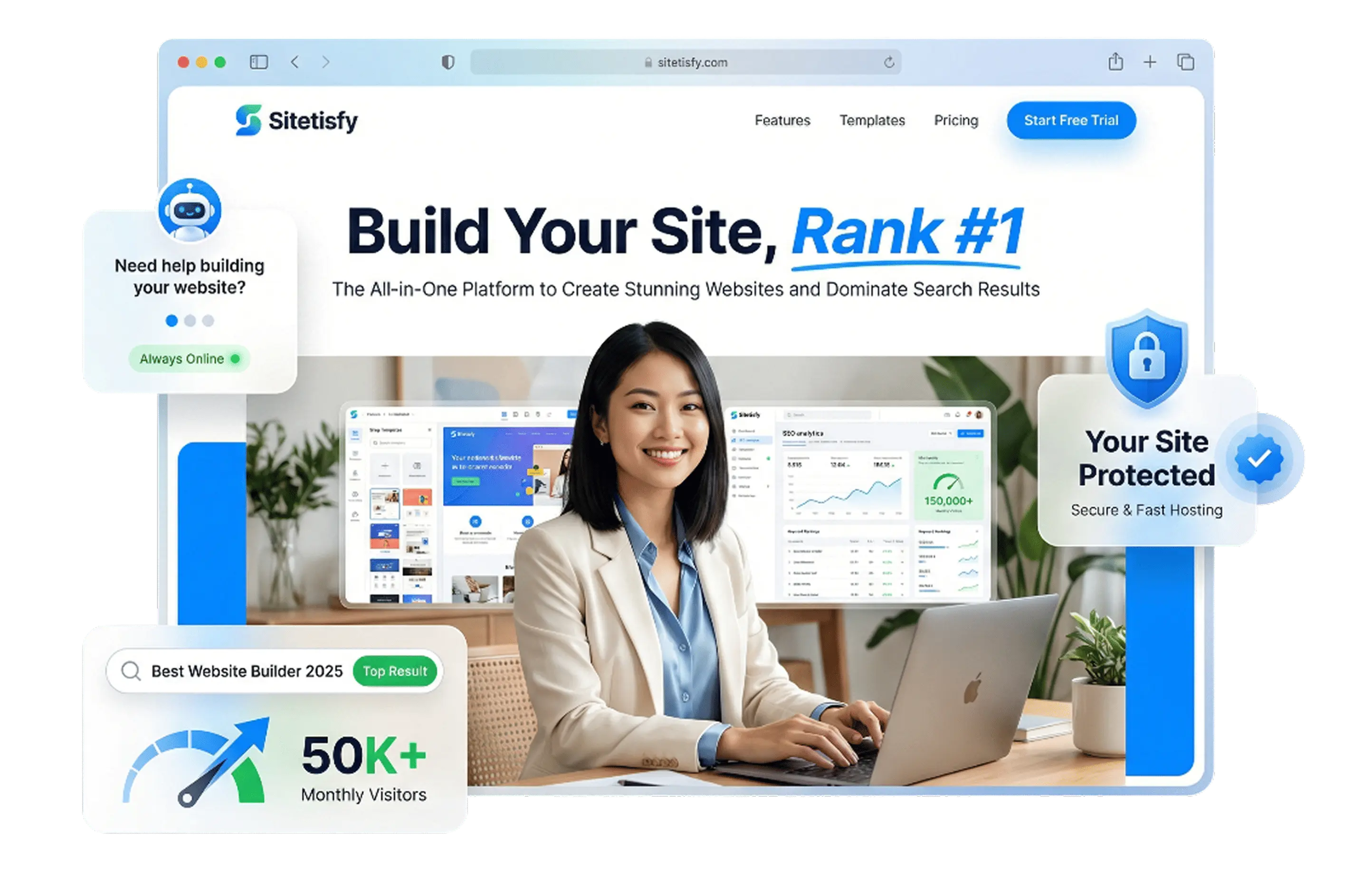 Sitetisfy Web Builder dashboard preview